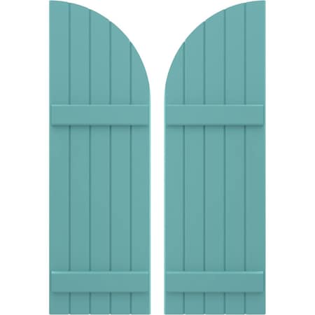 Ekena Millwork Americraft 5-Board (2 Batten) Wood Joined Board-n-Batten Shutters w/ Arch Top, ARW101BQ518X57PTH, PR ARW101BQ518X57PTH